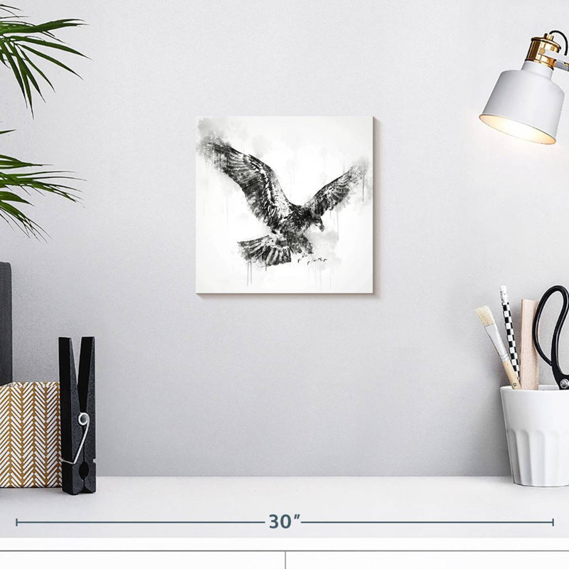 Brampt Eagle Flying Black And White, 10" H x 10" W
