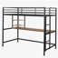 Black double metal loft bed with desk and shelf-121069840