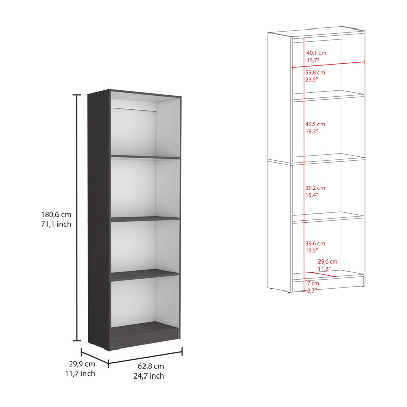 Ensemble de bibliothèque Home, (5 tablettes) H 71,1 po x l 60,1 po x P 11,7 po