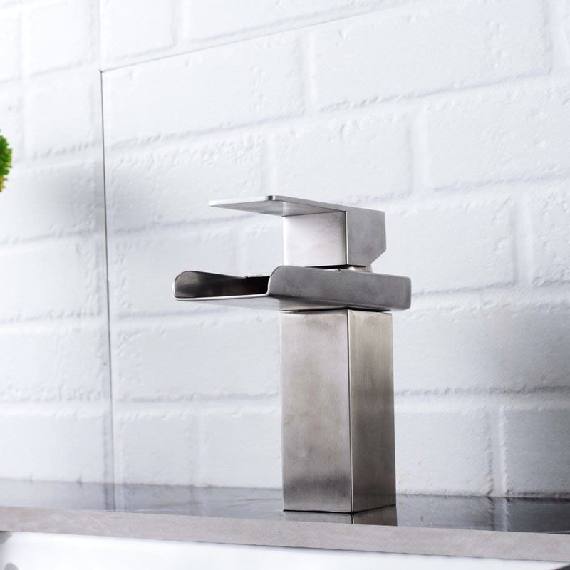 Brushed Nickel Bathroom Faucet - Single Handle, Hole For Easy Water Adjustment Control Nickel,