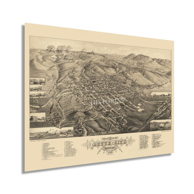 " 1884 Butte Montana Map Poster "
