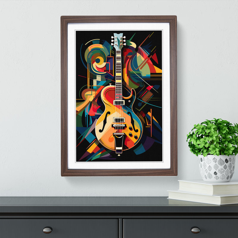 Electric Guitar Orphism - Single Picture Frame Print on Wood, Walnut Framed, 46cm H x 34cm W