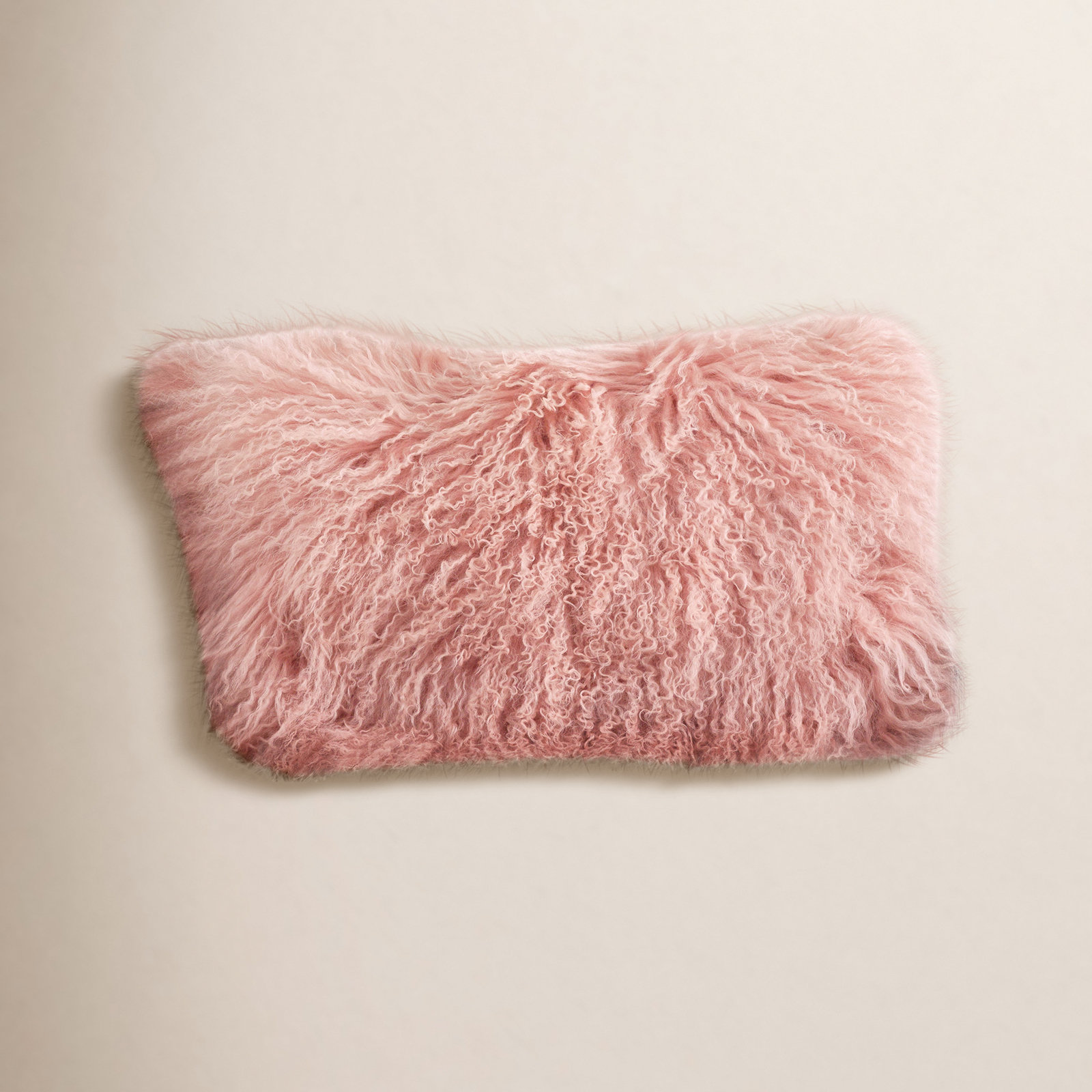 Iyana Wool Lumbar Throw Pillow, Rose, 12"H x 20"W