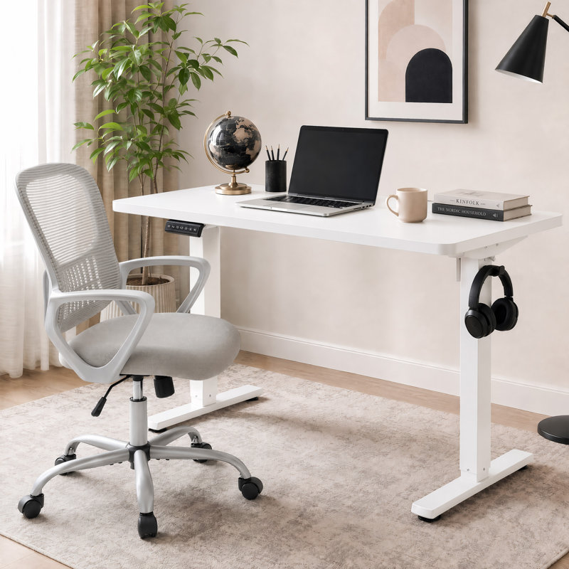 Ensemble de bureau pour travailler debout et réglable en hauteur avec chaise de bureau