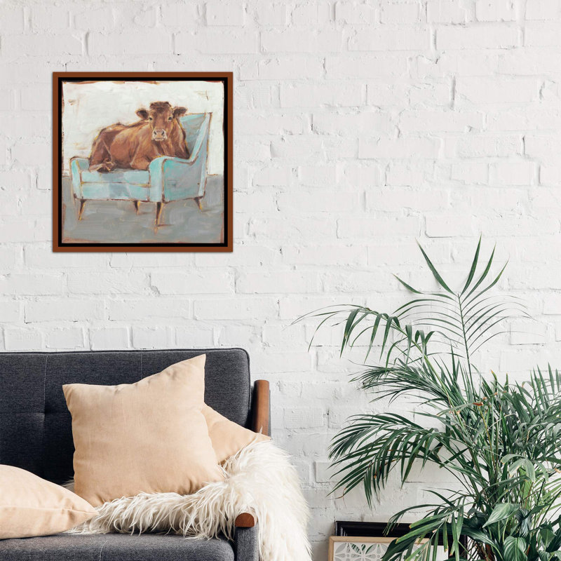 «Moo-ving in IV» par Ethan Harper - reproduction d'art encadrée, H 18 po x l 18 po x P 1,5 po