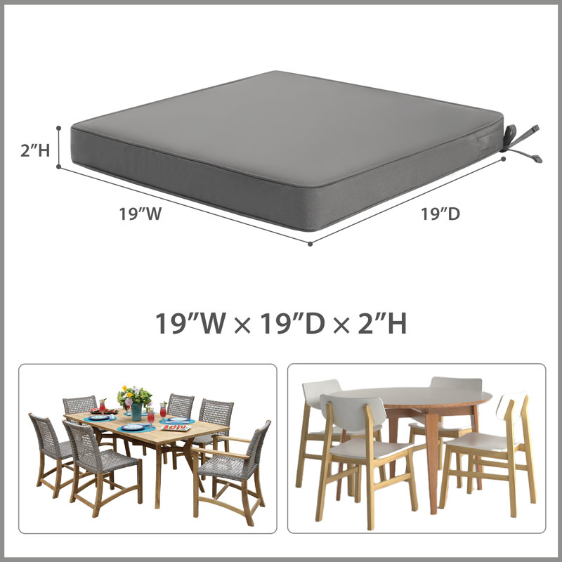 Water-Resistant Outdoor Seat Cushions(Set of 4), 19"×19", gray