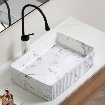 Vasque ovale en marbre noir et blanc, meuble-lavabo en porcelaine céramique, robinetterie, bonde, surface lisse de haute qualité, évacuation rapide, résistance à la chaleur