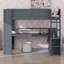 Lit mezzanine moderne pour les adolescents avec bureau, tablettes multiples, DEL et station de charge
