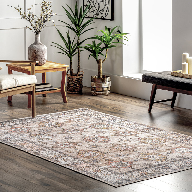 Tapis rétro délavé Finley Finin Finley, Rectangle de 5 pi x 8 pi