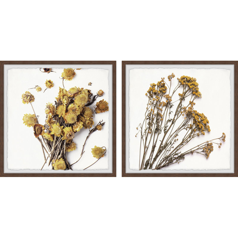 Fleurs séchées et feuilles par Marmont Hill - ensemble de 2 reproductions de cadres photo simples