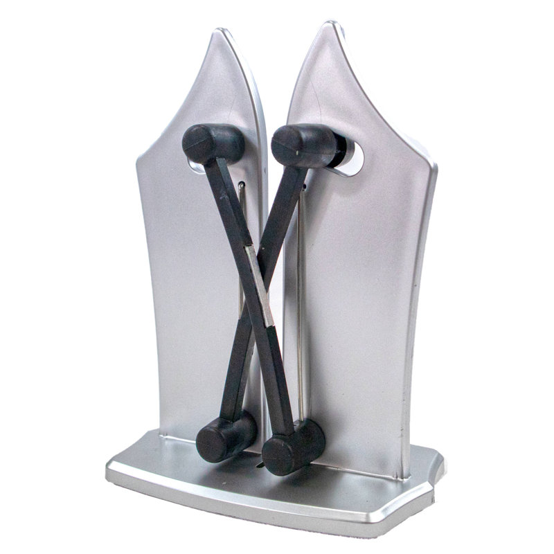 Aiguiseur de couteaux de cuisine 2 pièces, bordures en tungstène autrichien à triple action pour affûter, affûter, polir les lames, biseauté, pales standard, sécuritaire et facile à utiliser