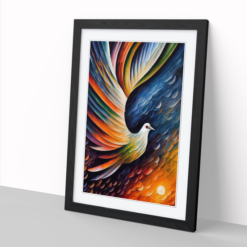 Abhijit Dove Bird In Colour - Picture Frame Print, Black, 64cm H x 46cm W x 2cm D