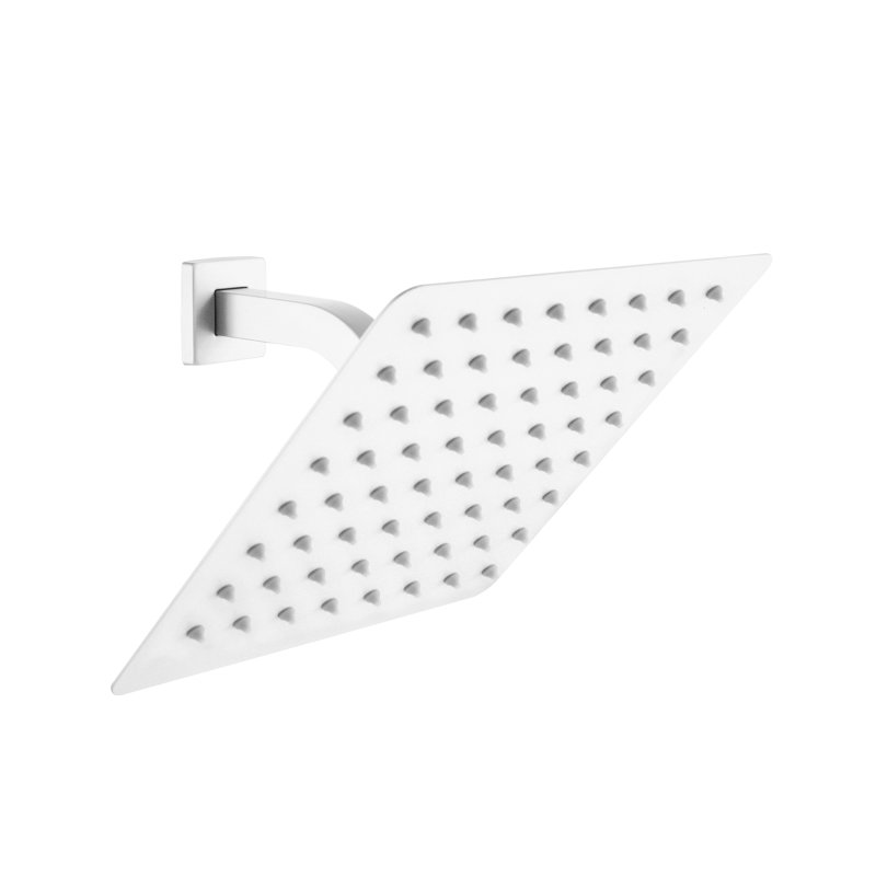 Tête de douche à pluie en acier inoxydable 304 pour salle de bain - haute avec buses autonettoyantes, blanche, 8 po x 8 po, cascade autonettoyante de 2,4 lb, 8 po x 8 po