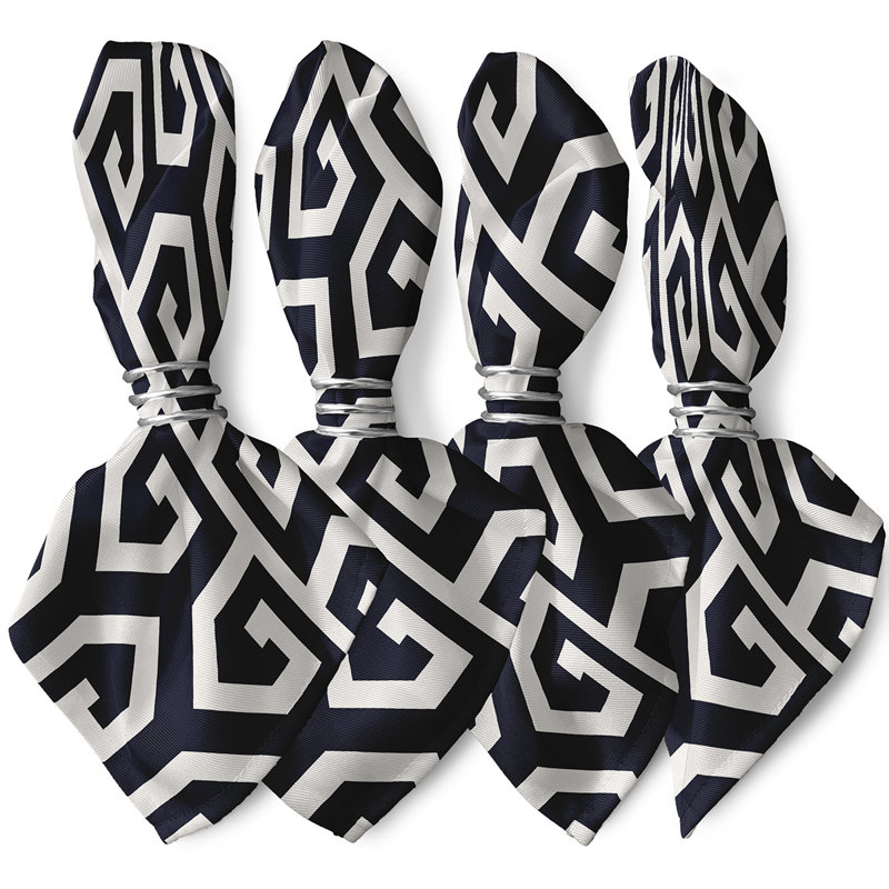 Polyester Geometric Square Napkin, 18" W x 18" L, Navy Blue