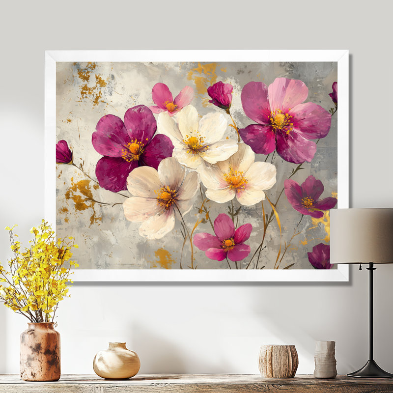 Fleurs sauvages et bouquet de coquelicots lavande - art mural coquelicot, H 24 po x l 32 po, Blanc