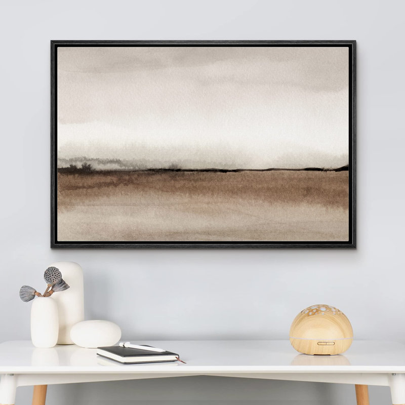 «Minimal Landscape Minimal Brown Pastel Valley Wilderness» sur toile, H 24 po x l 36 po, Noir