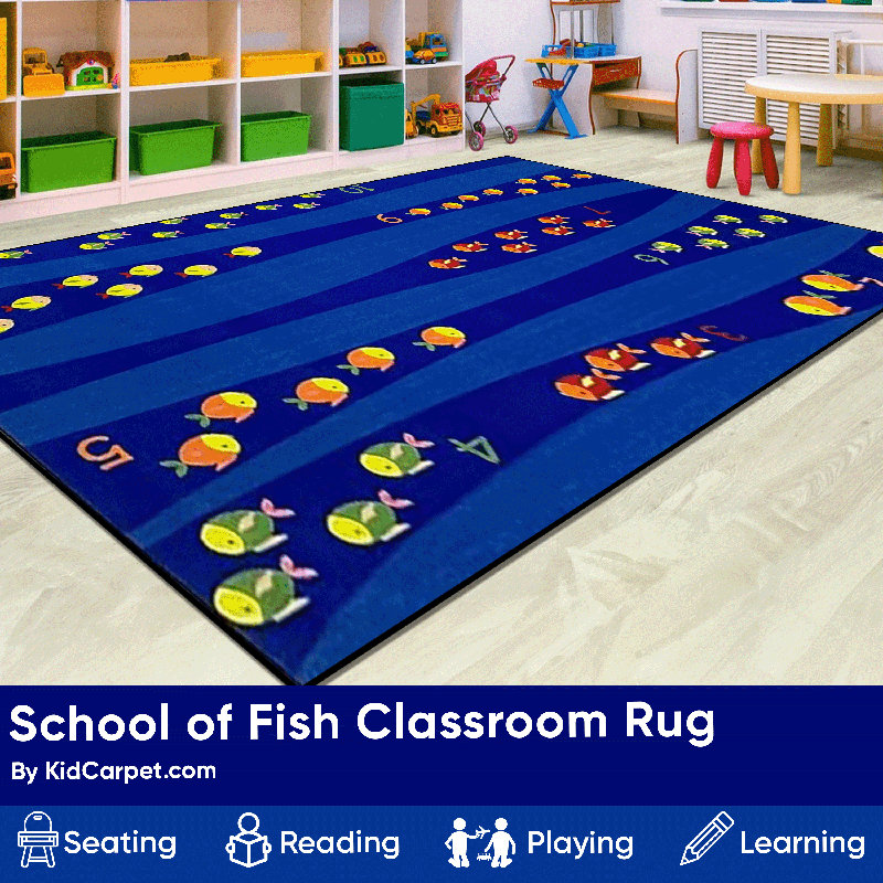 Tapis décoratif KidCarpet.com « Banc de poissons », rectangle de 122 x 183 cm, Rectangle 4pi x 6 pi