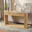 Console cannelée avec plateau en faux travertin, table de canapé d'entrée de 63 po avec garniture or rose, 2 tiroirs et tablette ouverte, table d'appoint de couloir moderne pour le salon