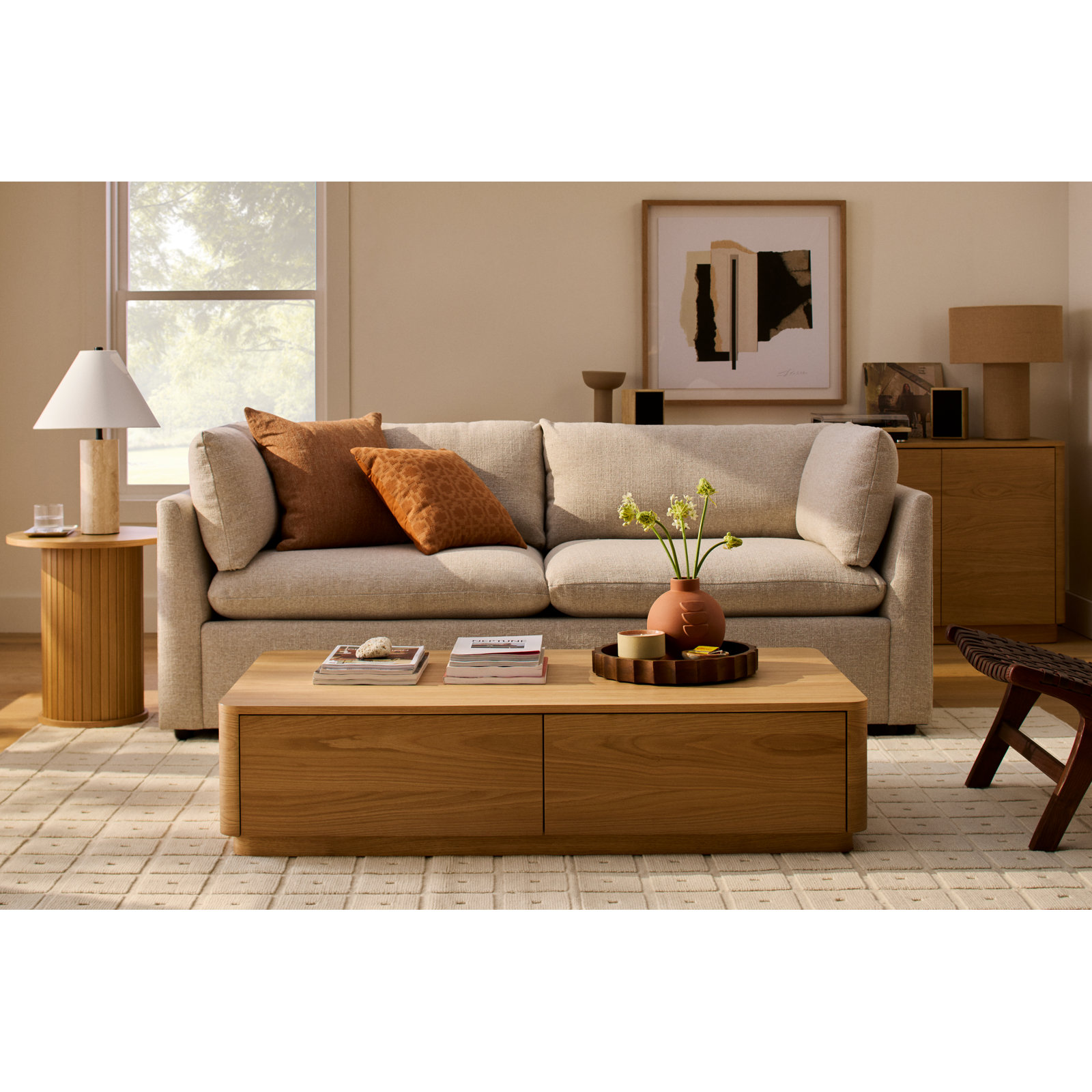 Kallie 86" Upholstered Sofa, Bella Beach Performance Velvet