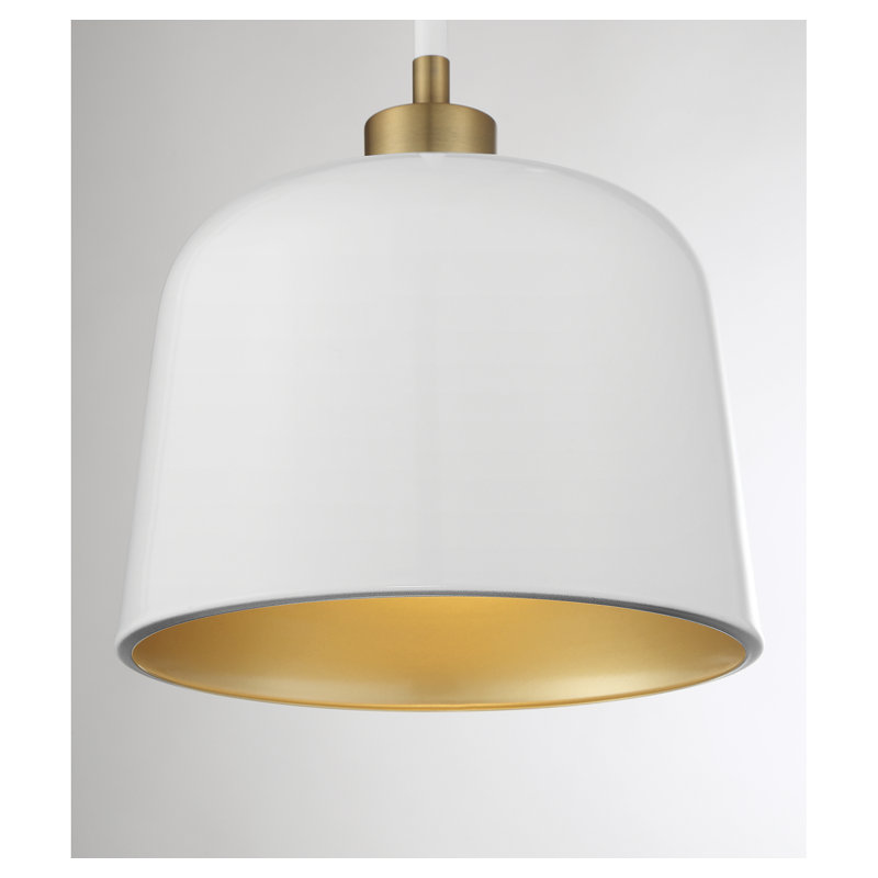 Ellisville 1 - Light Single Empire Pendant in Natural Brass/White, Natural Brass/White