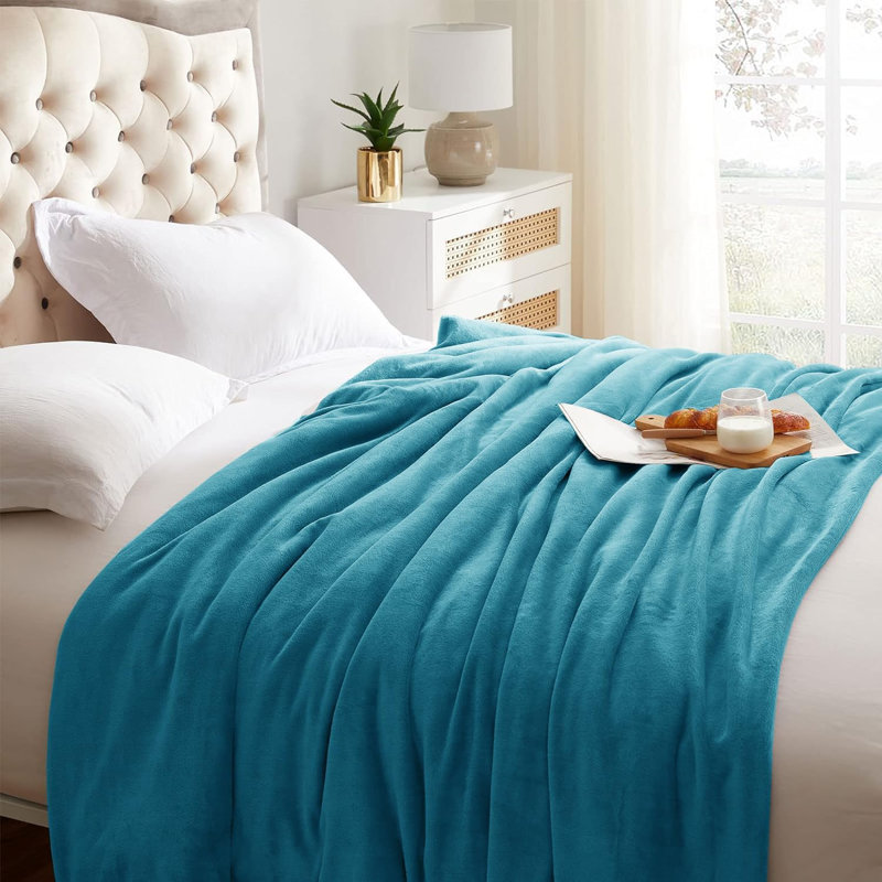 Abiram Plain Weave / Muslin Throw Blanket, 240cm x 200cm, Teal