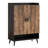 Nordic Style Dark Brown Shoe Cabinet Double Doors With Vertical Gold Stripes Black Handles Black Metal Frame Legs Entryway Storage Furniture-374762132