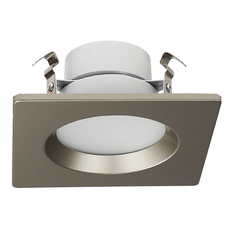 Bague de finition interchangeable de 10 cm (4 po), pour luminaire encastré Torchstar, forme carrée, nickel satiné, Square