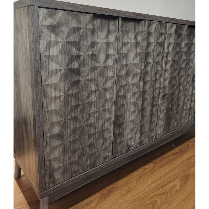 Armoire de rangement pour la salle à manger, couloir - Buffet gris moderne avec espaces de vie réglables, Gris