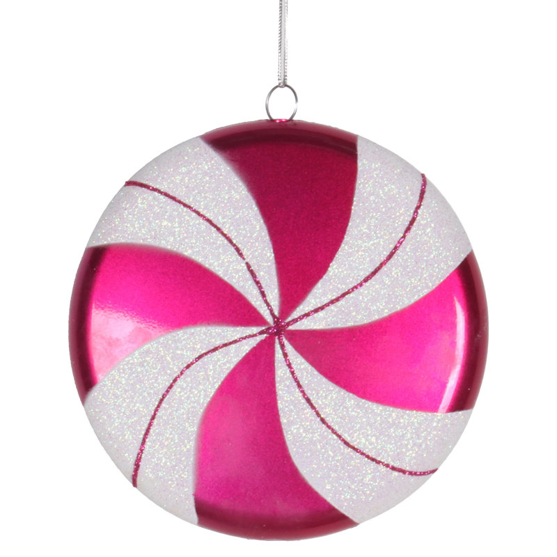 6" Flat Swirl Candy Ornament, Cerise