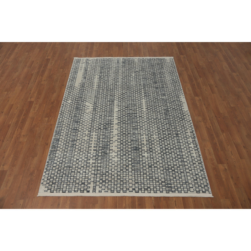 Tapis à motif de grille sophistiqué 5 x 7 pour les espaces de vie modernes