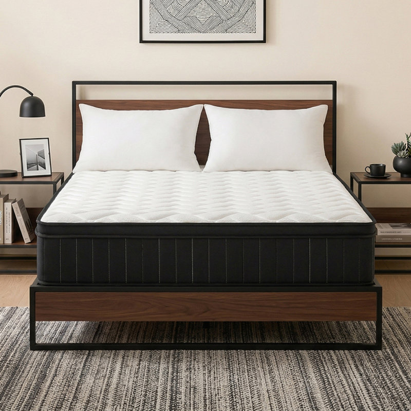 Matelas Hybird, matelas en mousse viscoélastique imprégnée de gel à refroidissement moyen, matelas dans une boîte, Lit double