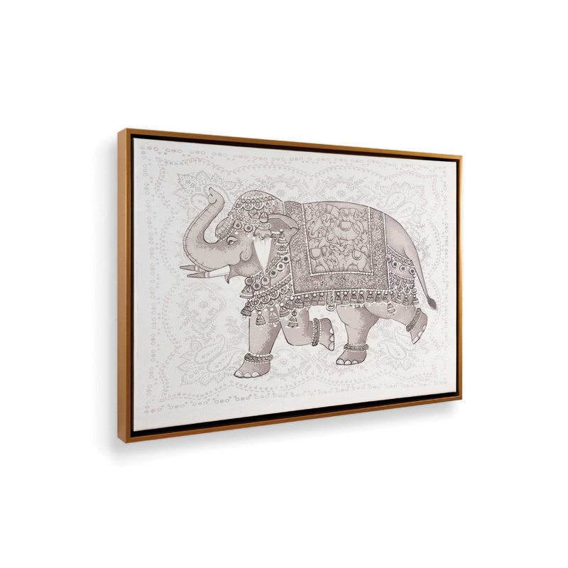 «Graceful Elephant» par Amber Sterling, reproduction d'art, L 40 x H 30, Or, Toile avec cadre