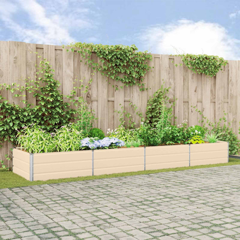 Planter Galvanised Steel, 45cm H x 385cm W x 100cm D, Ivory
