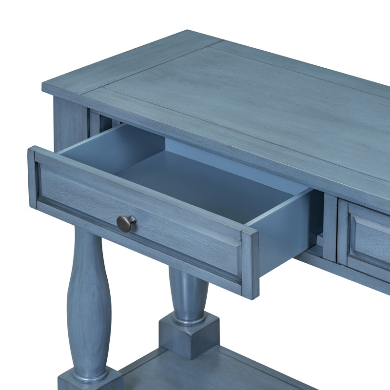 Console de 63 po de long avec tiroirs et tablette pour le hall d'entrée, le couloir et le salon, Navy
