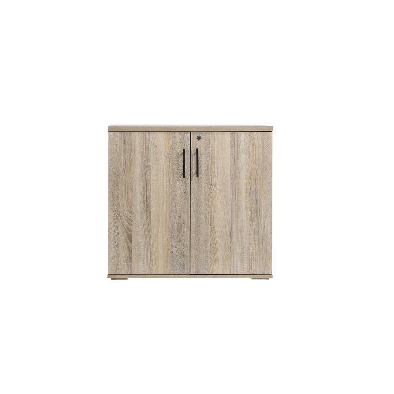 Lancaster 31.5”W Lockable Storage Cabinet with Adjustable Shelf & Leveling Feet — 2-Door Utility Cupboard for Home Office, Pantry, Laundry, Mudroom & Garage (Desk-Height 29.5”H)