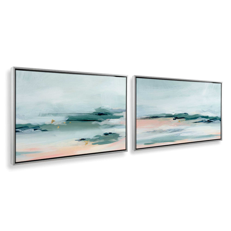 Ensemble de 2 courants sereins, Cadre flottant en chrome poli, H 9 po x l 26 po