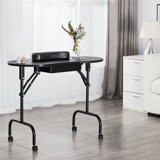 Folding Manicure Table with Lockable Wheels and Bag