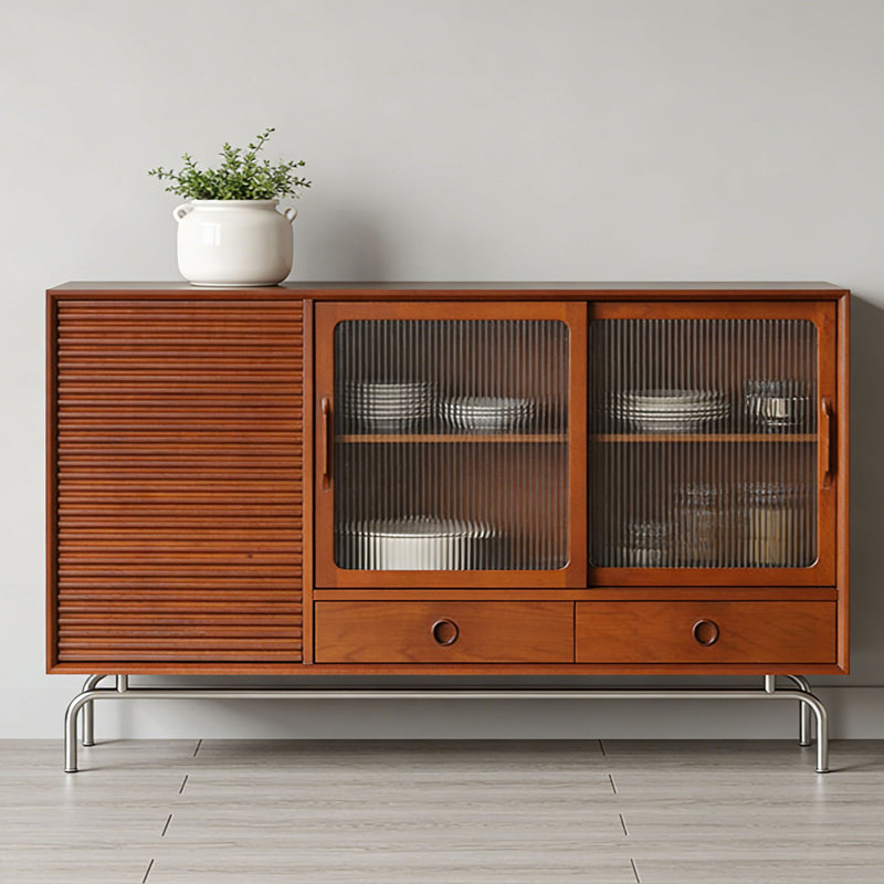 Buffet de rangement rétro multifonctionnel, H 34,25 po x l 62,99 po x P 15,74 po