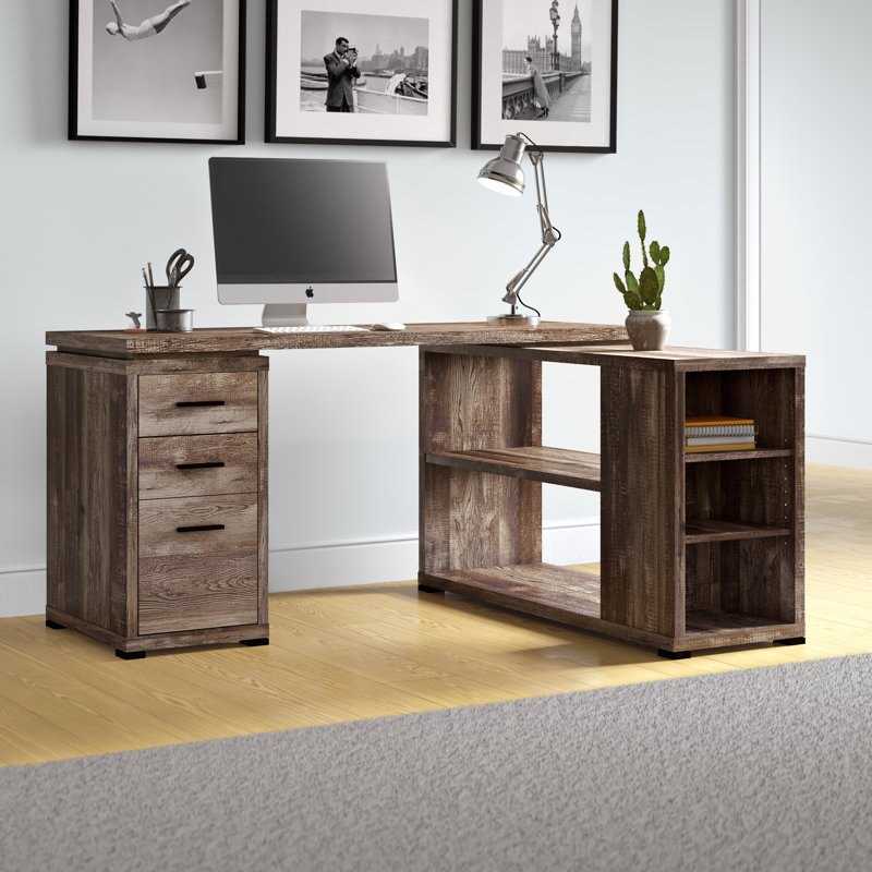 Burlisonjr L-Shaped Writing Desk, Brown