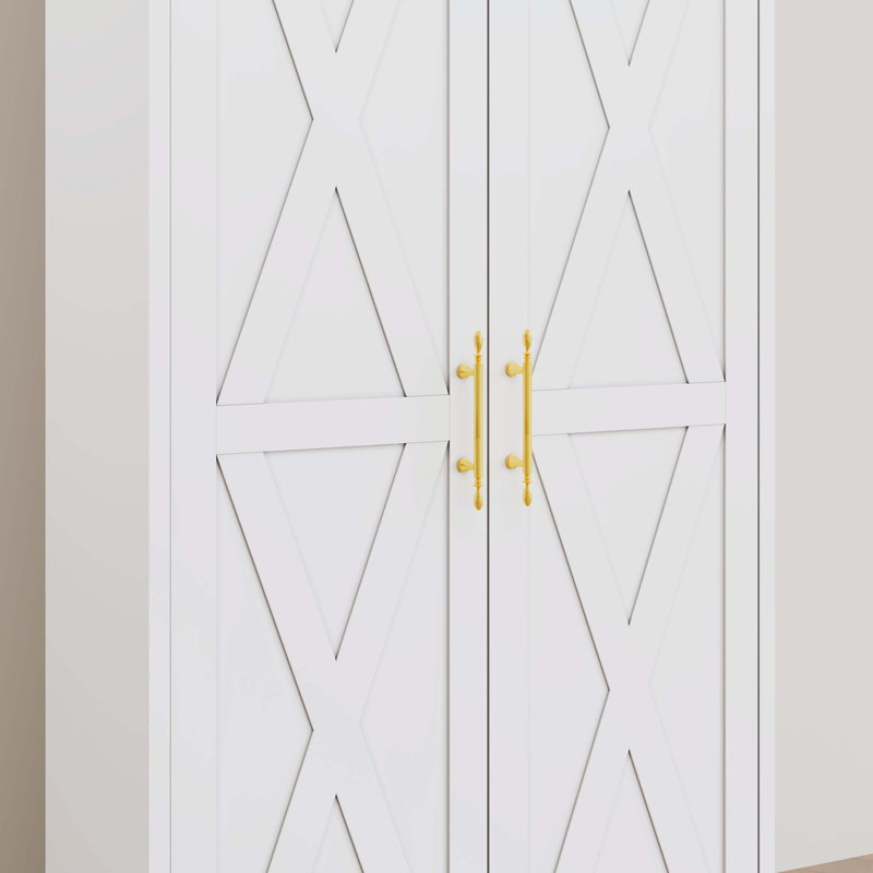 73H Metal Tall Arched Kitchen Pantry Cabinet, Modern Farmhouse Storage with Adjustable Shelves, Versatile for Various Rooms
