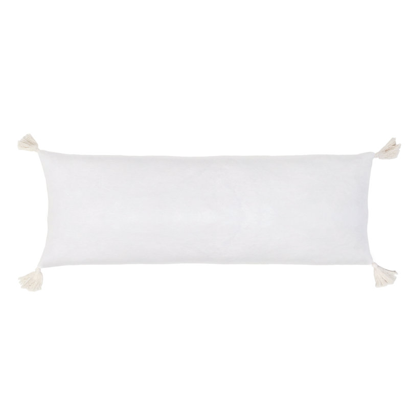 Bianca Velvet Pillow Cover & Insert, White, Rectangle 14" H x 40" W, Down/Feather