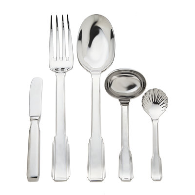 Art Deco 5 Piece Stainless Steel Hostess Set