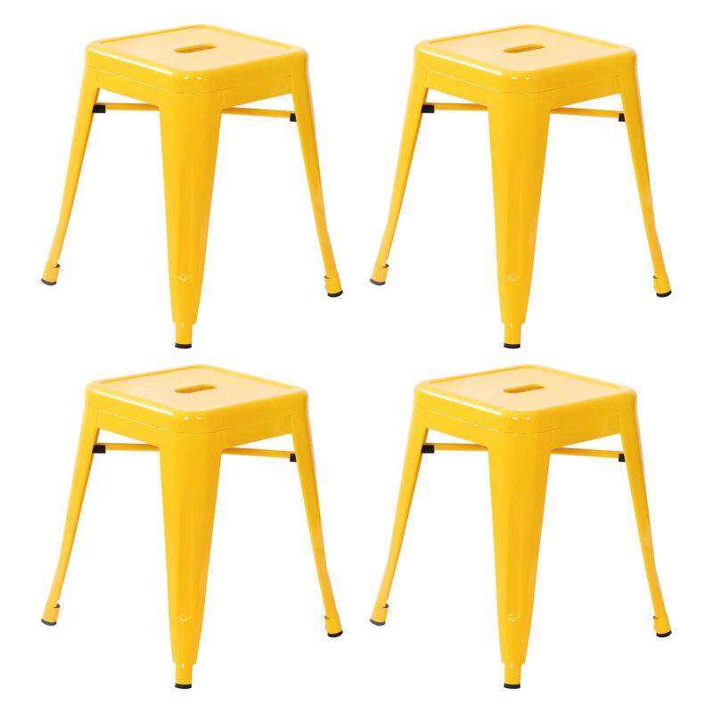 Tabouret à hauteur de comptoir 24 po intérieur / extérieur en métal avec siège carré, Cuivre, 4