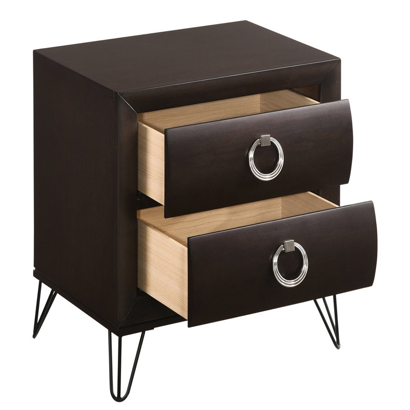 Bedroom 2 Nightstand In Dark With Feature And Chic Design - Enhances Function Appeal
