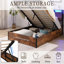 Base de lit plateforme en bois, rangement, bibliothèque, DEL, chargement