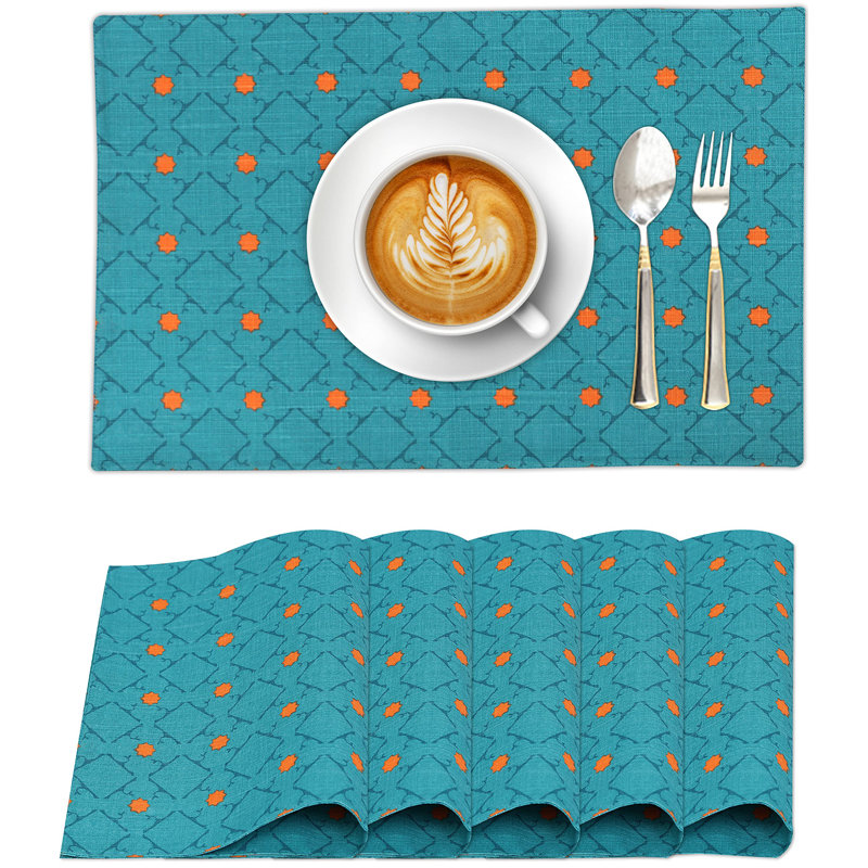 Combo Pattern Cotton Fabric Dining Table Placemats Set of 6
