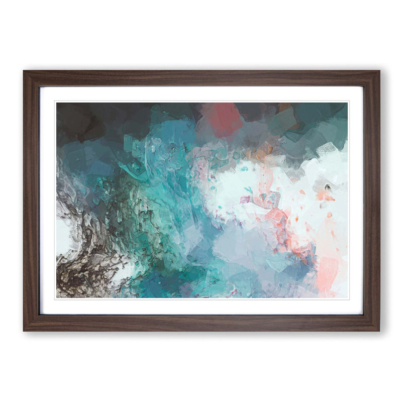 Roar for Love in Abstract - Picture Frame Painting Print, 50cm H x 76cm W x 2cm D, Walnut