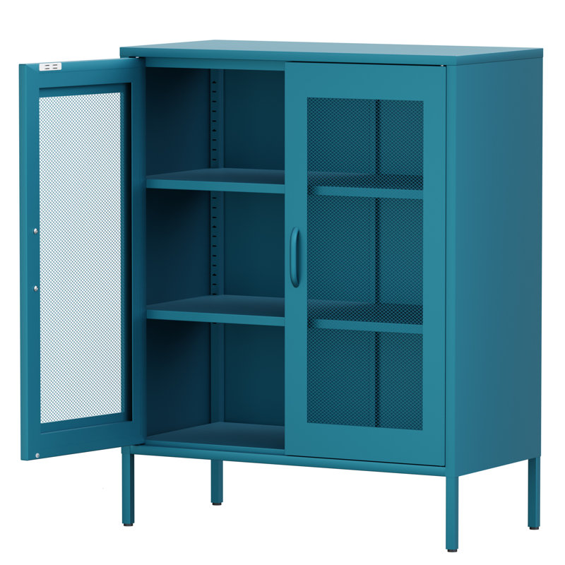 Ascena Metal Accent Cabinet, Antique Blue