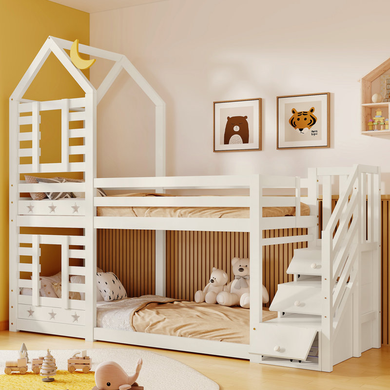 Sissel Single (3') Bunk Bed with Storage Included with Built-in Ladder Included