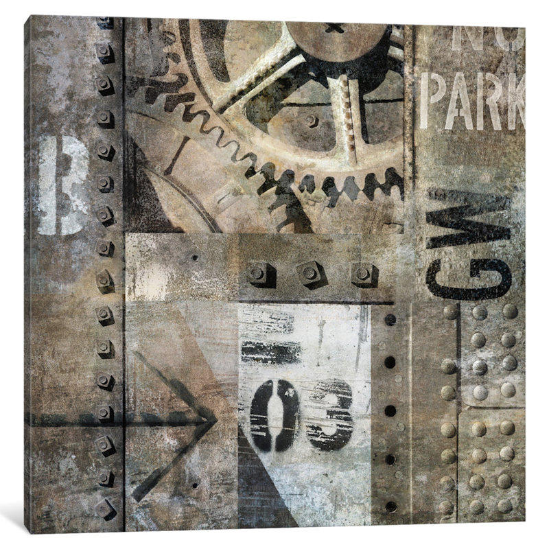 « industrial i », impression sur toile, H 26 po x l 26 po x P 1,5 po, Toile tendue, Pas de tapis